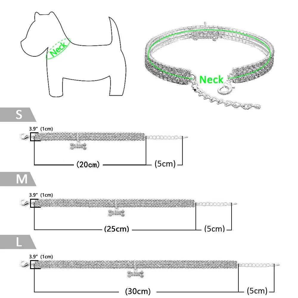 Heart-Shaped Whinestone Dog Collar S/M/L