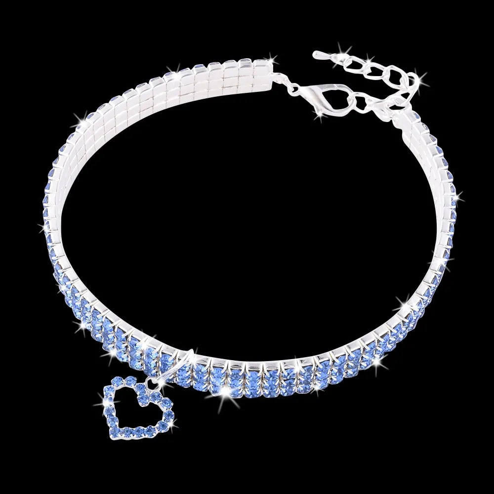 Heart-Shaped Whinestone Dog Collar S/M/L