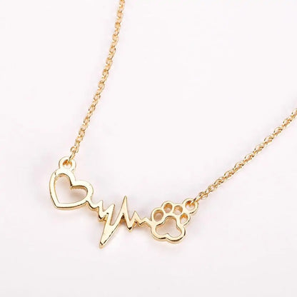 Heart Paw Heartbeat Necklace