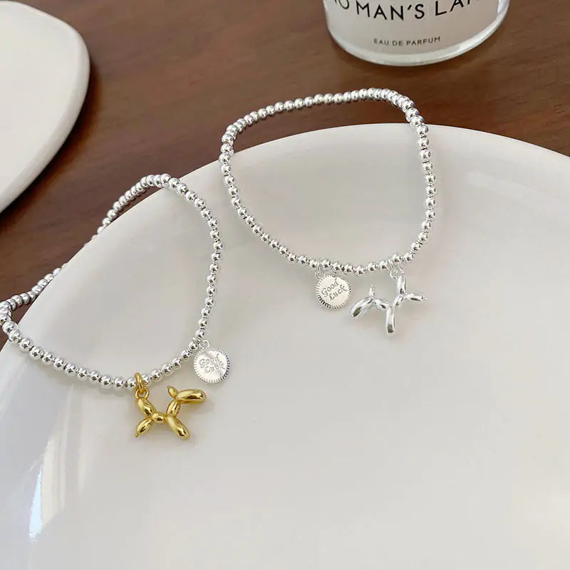 Adorable Dog Stamp Couple Bracelets - Gold/Silver