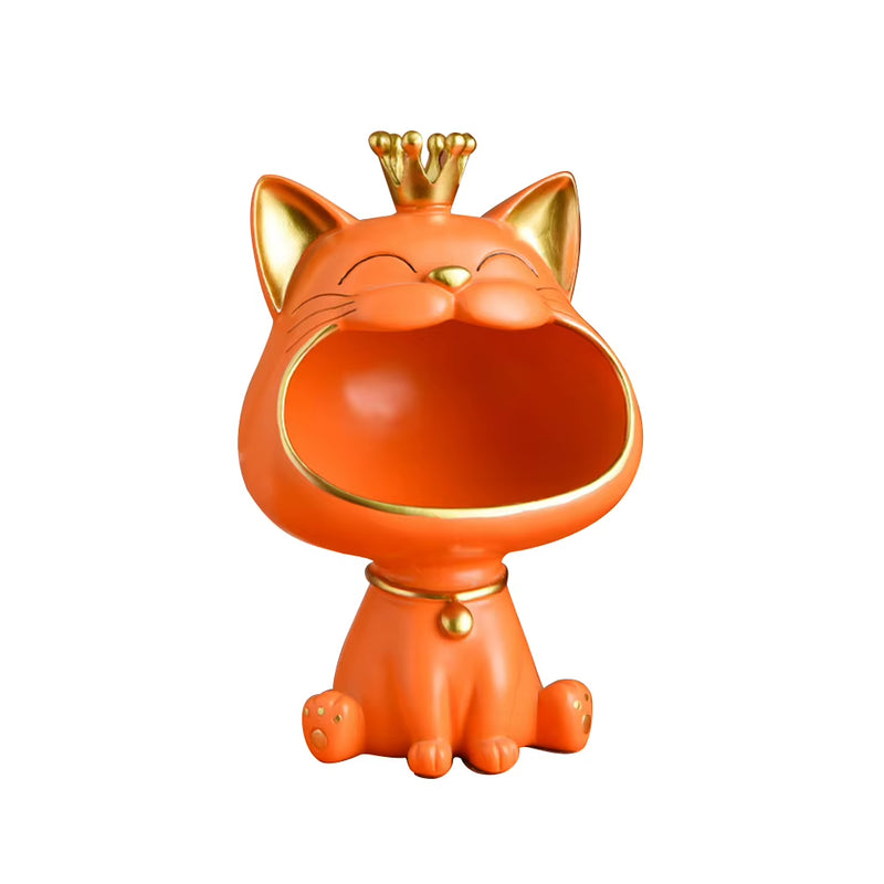 Lucky Cat Statue Decoration Resin Big Mouths Cat Statue Creative Laughing Cat Key Box Cute Desktop Storage Accessories