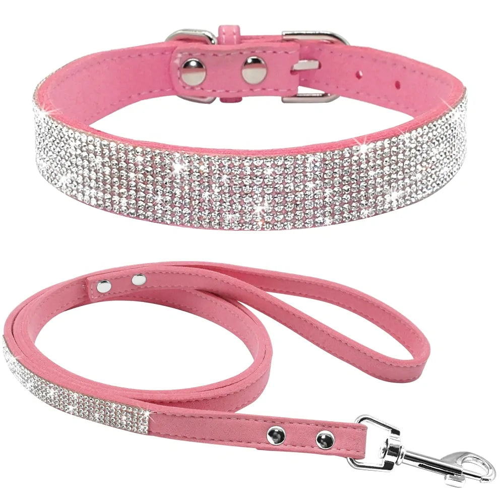 Leather Dog Collar Leash Set