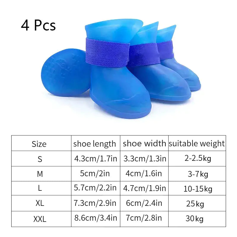 Anti-slip Rubber Boots 4 Pairs/Sizes S - XXL