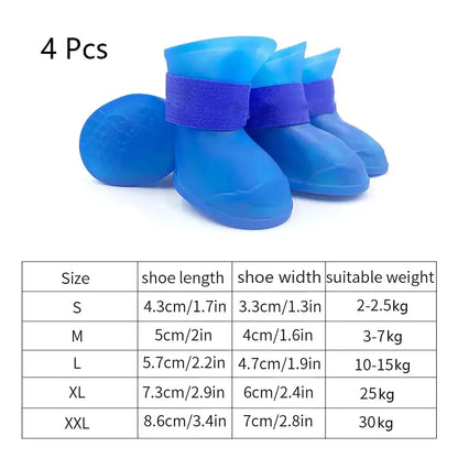 Anti-slip Rubber Boots 4 Pairs/Sizes S - XXL