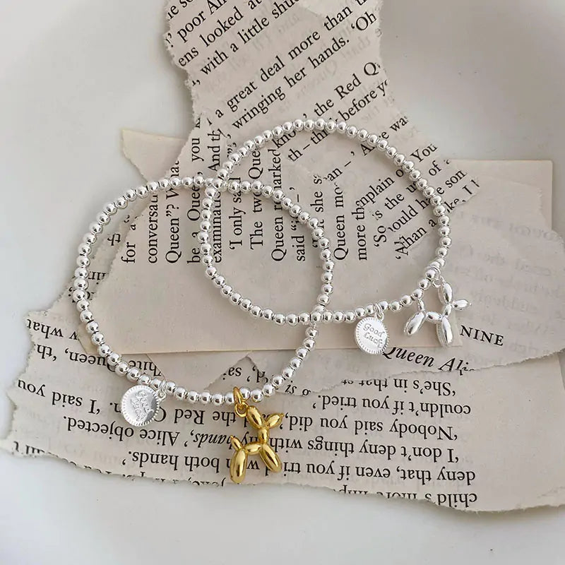 Adorable Dog Stamp Couple Bracelets - Gold/Silver