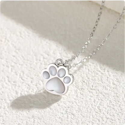 Sterling Silver Pawfect Tiny Paw Necklace -Rose or White Gold