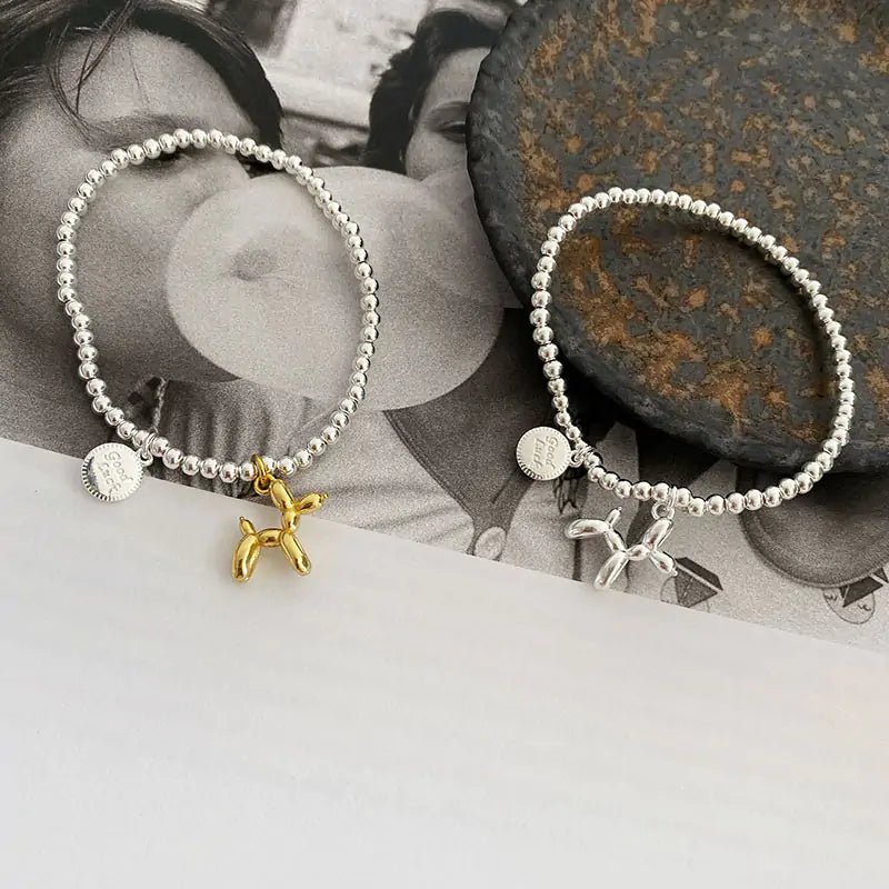 Adorable Dog Stamp Couple Bracelets - Gold/Silver