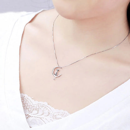 Enchanting Cat Moon Necklace - Silver or Gold