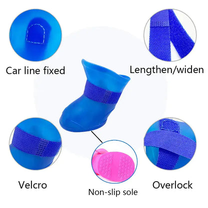 Anti-slip Rubber Boots 4 Pairs/Sizes S - XXL