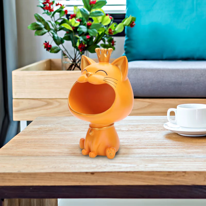 Lucky Cat Statue Decoration Resin Big Mouths Cat Statue Creative Laughing Cat Key Box Cute Desktop Storage Accessories