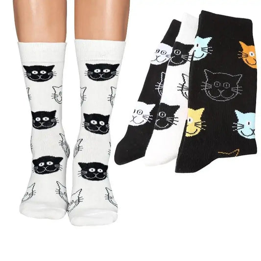 4 Pairs Playful Cat Cotton Socks