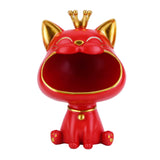 Lucky Cat Statue Decoration Resin Big Mouths Cat Statue Creative Laughing Cat Key Box Cute Desktop Storage Accessories