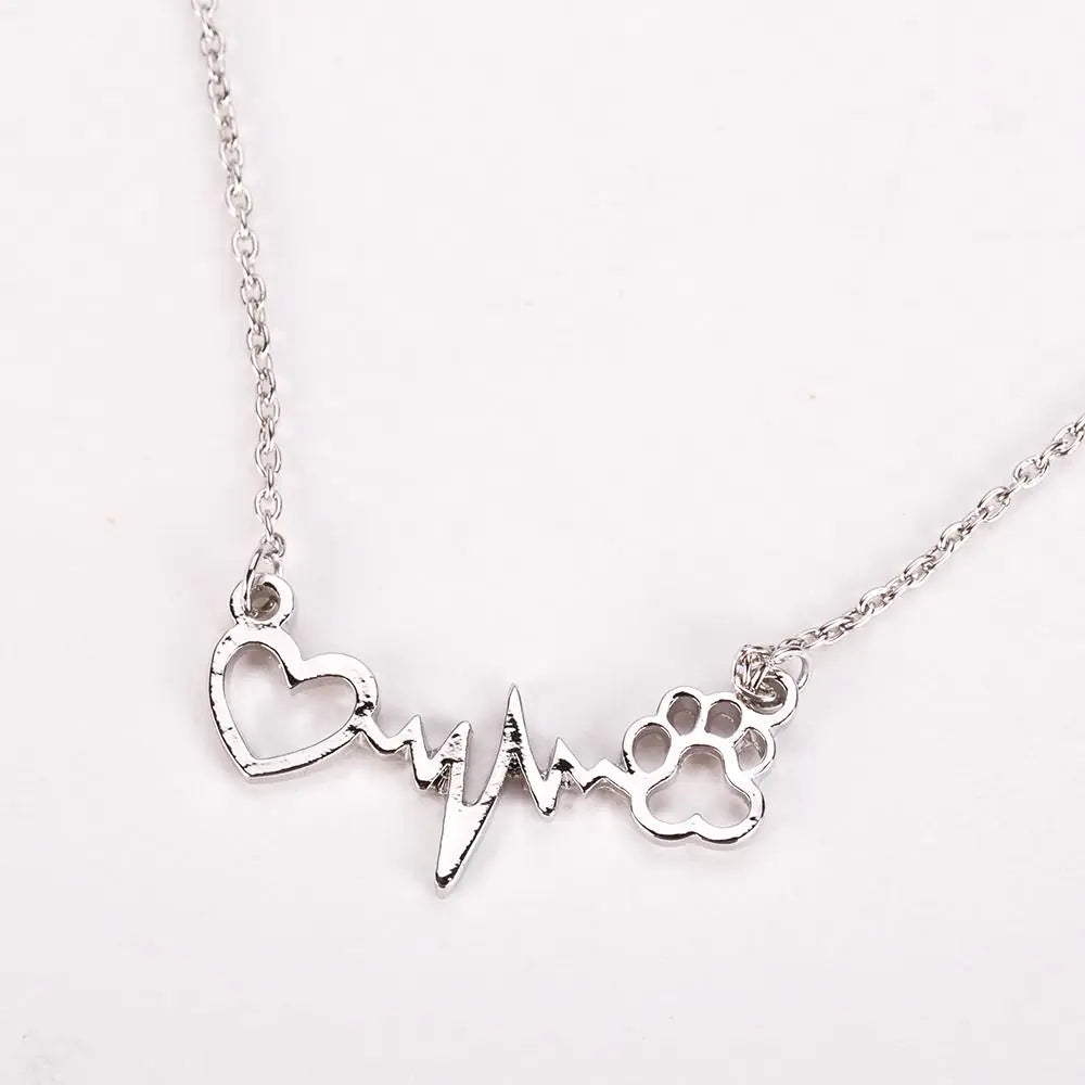 Heart Paw Heartbeat Necklace