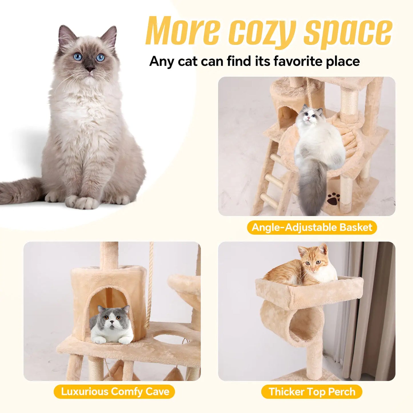 Multi Story Cat Climbing Tree w/Perches and Hammocks