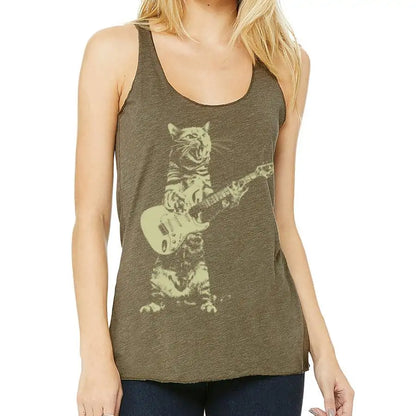 Roll & Roll Guitar Cat Tank Top