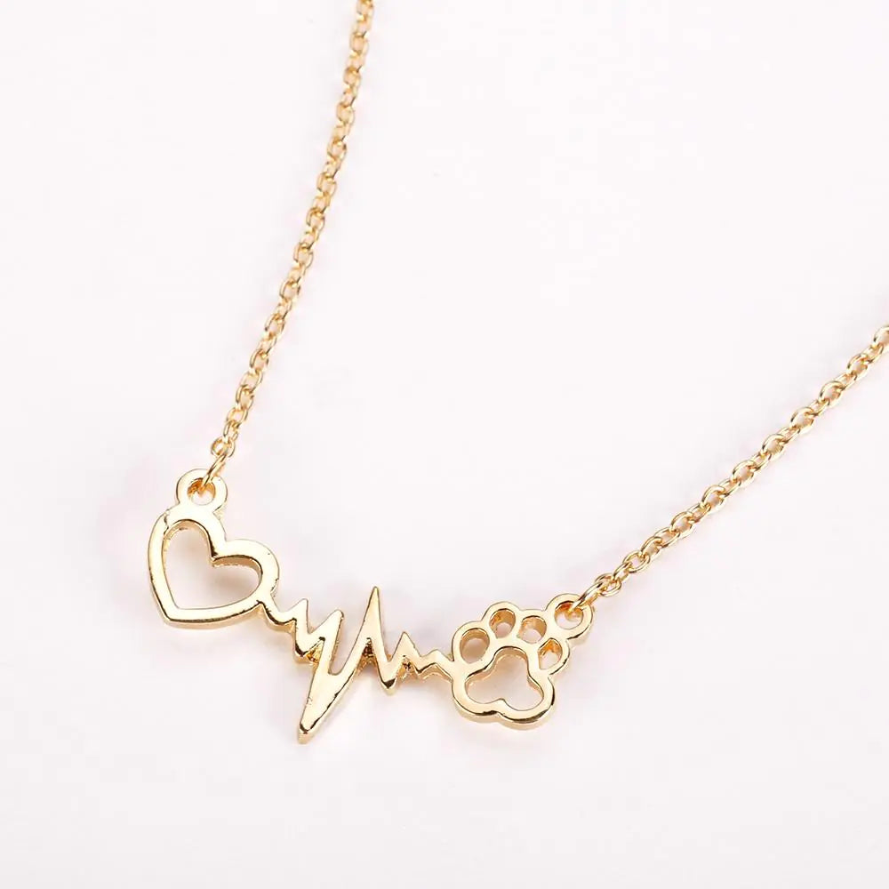 Heart Paw Heartbeat Necklace