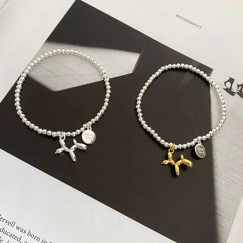 Adorable Dog Stamp Couple Bracelets - Gold/Silver