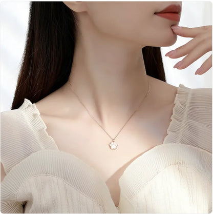 Sterling Silver Pawfect Tiny Paw Necklace -Rose or White Gold