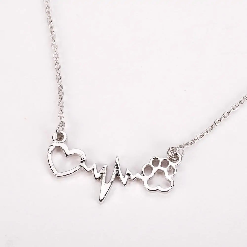Heart Paw Heartbeat Necklace