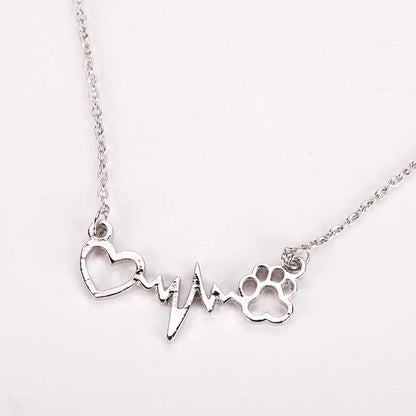 Heart Paw Heartbeat Necklace